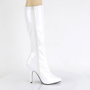 zipper of white knee high boot with 5-inch spike heel Seduce-2000