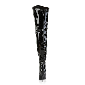 back of black wide calf classic thigh boot with 5-inch stiletto heel Seduce-3000WC
