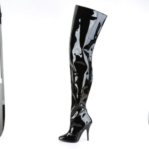 side view of black wide top crotch boot with 5-inch high heel Seduce-4010