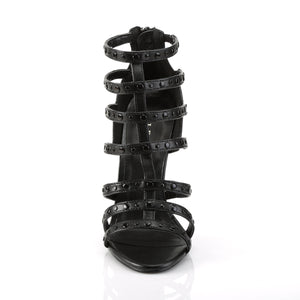 front of Black strappy T-strap sandal with 5-inch heel and zipper back Sexy-15