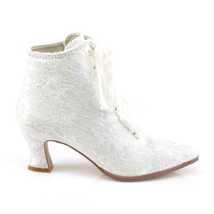 ivory Lace overlay ankle bootie with 2.75-inch heel Victorian-30
