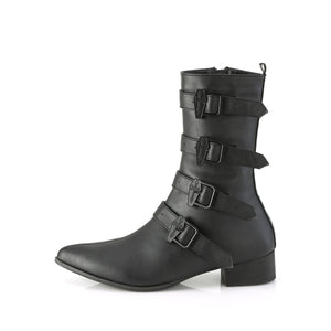 Pointed toe Mid-calf boot with block heel, 4 buckles WARLOCK-110-C
