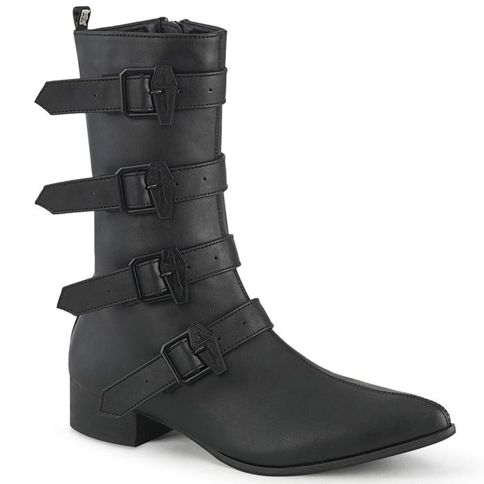Men's Pointed Toe Mid-calf Boot with 4 Buckles WARLOCK-110-C