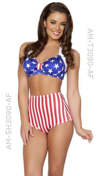 USA American Flag 1940's Pin-up Babe 2-pc Costume