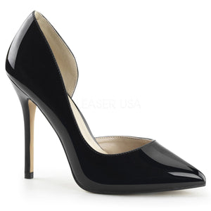 Open-sided black pump high heel shoe with 5-inch spike heel Amuse-22