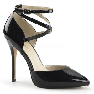 black pointed toe D'Orsay pump shoes with ankle straps Amuse-25