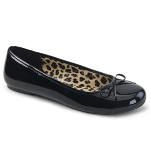black classic adult ballet flat with bow accent Anna-01