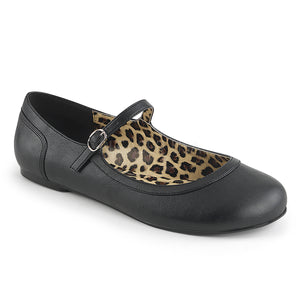 black faux leather Mary Jane ballet flat Anna-02