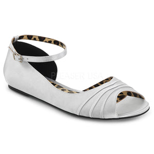 D'Orsay white satin peep toe ballet flats Anna-03