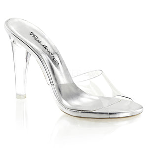 Clear slipper shoes with 4.5-inch clear spike heels Clearly-401