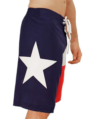 side view of men's Texas flag swim trunks MBXTX