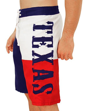 side view of Texas flag boardshorts MBXTX