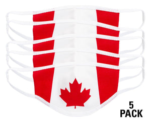 Canada flag face mask with ear loops 5-pack