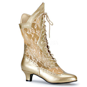 gold Victorian lace ankle boots with 2-inch heel Dame-115