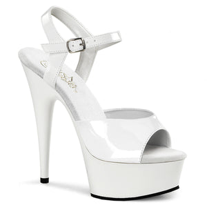 white patent platform ankle strap sandal shoe with 6-inch stiletto high heel Delight-609