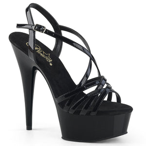 black ankle strap criss-cross strappy 6-inch high heel shoe Delight-613