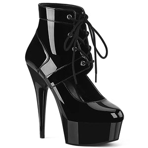 black lace-up front ankle boot pump with 6-inch heel Delight-688