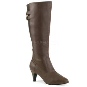 brown knee boots with 3-inch heels Divine-2018