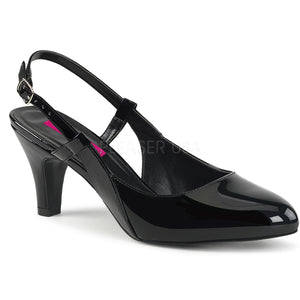 black slingback pump shoes with 3-inch heel Divine-418