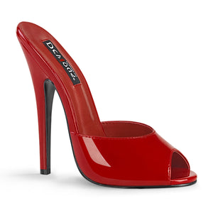 red peep toe slide shoe with 6-inch stiletto heel and no platform Domina-101
