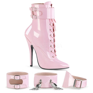 pink ankle boot with interchangeable ankle cuffs Domina-1023