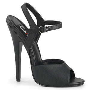 black ankle strap sandal shoe with 6-inch stiletto heel and no platform Domina-109