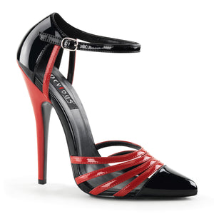 Strappy 2-tone ankle strap fetish shoe with 6-inch stiletto heel and no platform Domina-412