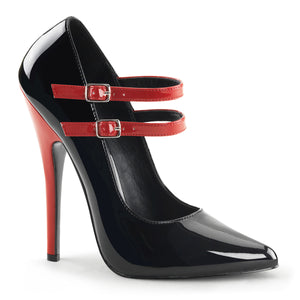 double-strap mary jane pump red and black shoe with 6-inch heel Domina-442