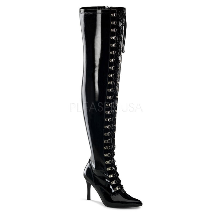 Plus Size Lace-Up Thigh High Boots with 4-inch Heels DOM3024X