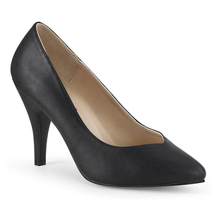 black faux leather pointed toe wide width pump shoes with 4-inch heel Dream-420W