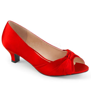 red peep toe pump with 2-inch heel Fab-422