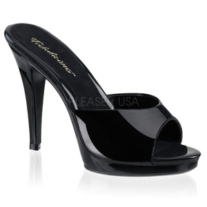 Black slipper shoe with 4.5-inch spike heels Flair-401-2