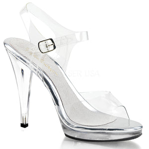 clear sandal shoes with clear 4.5-inch spike heels Flair-408