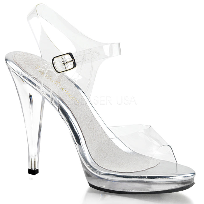 Clear Sandals with 4.5-inch Spike Heels PS-FLAIR-408