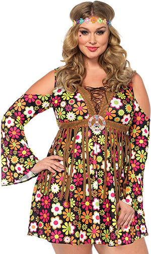 plus size hippie dress 2-pc. costume 85610