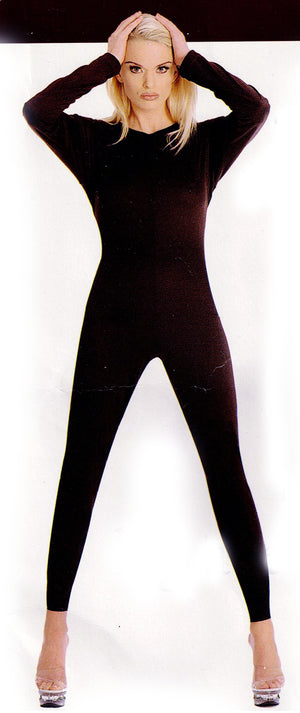 classic black opaque catsuit 8754
