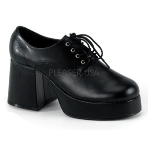 men's black faux leather platform disco shoes Jazz-02