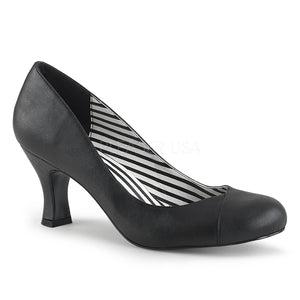 black faux leather closed toe pumps with 3-inch heels Jenna-01