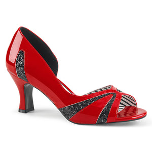 Jenna-03 red peep toe D'Orsay pump 3-inch heel