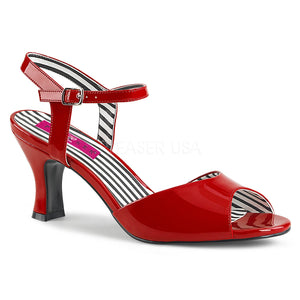 red ankle strap peep toe sandal shoe with 3-inch heel Jenna-09