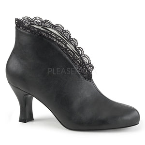 black slip-on ankle boot with lace and 3-inch heel Jenna-105