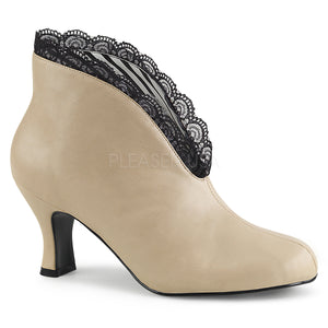 cream slip-on ankle boot with lace and 3-inch heel Jenna-105