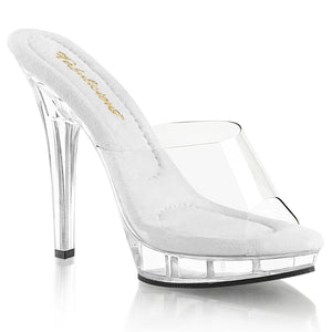 clear platform slide shoe with a clear vamp and 5-inch spike heel LIP-101