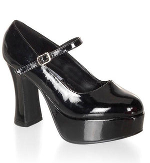 MaryJane-50 black Mary Jane shoes with 4-inch chunky heels
