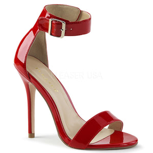 A red high heel sandal with a 5-inch heel and ankle strap amuse-10