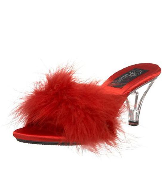 Fuzzy Slipper Shoe 3-inch Clear Heel 4-colors BELLE-301F – FantasiaWear