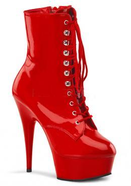 DELIGHT-1020 red lace-up ankle boot with 6 inch spike heel