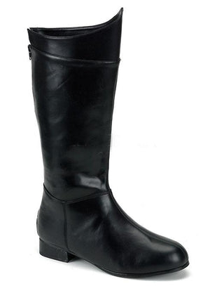 men's superhero black faux leather costume boots