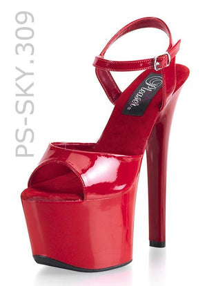 High heel red platform sandal shoes with 7-inch heel SKY-309