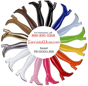 13 colors of knee high GoGo boots 3-inch heel sizes 5-16